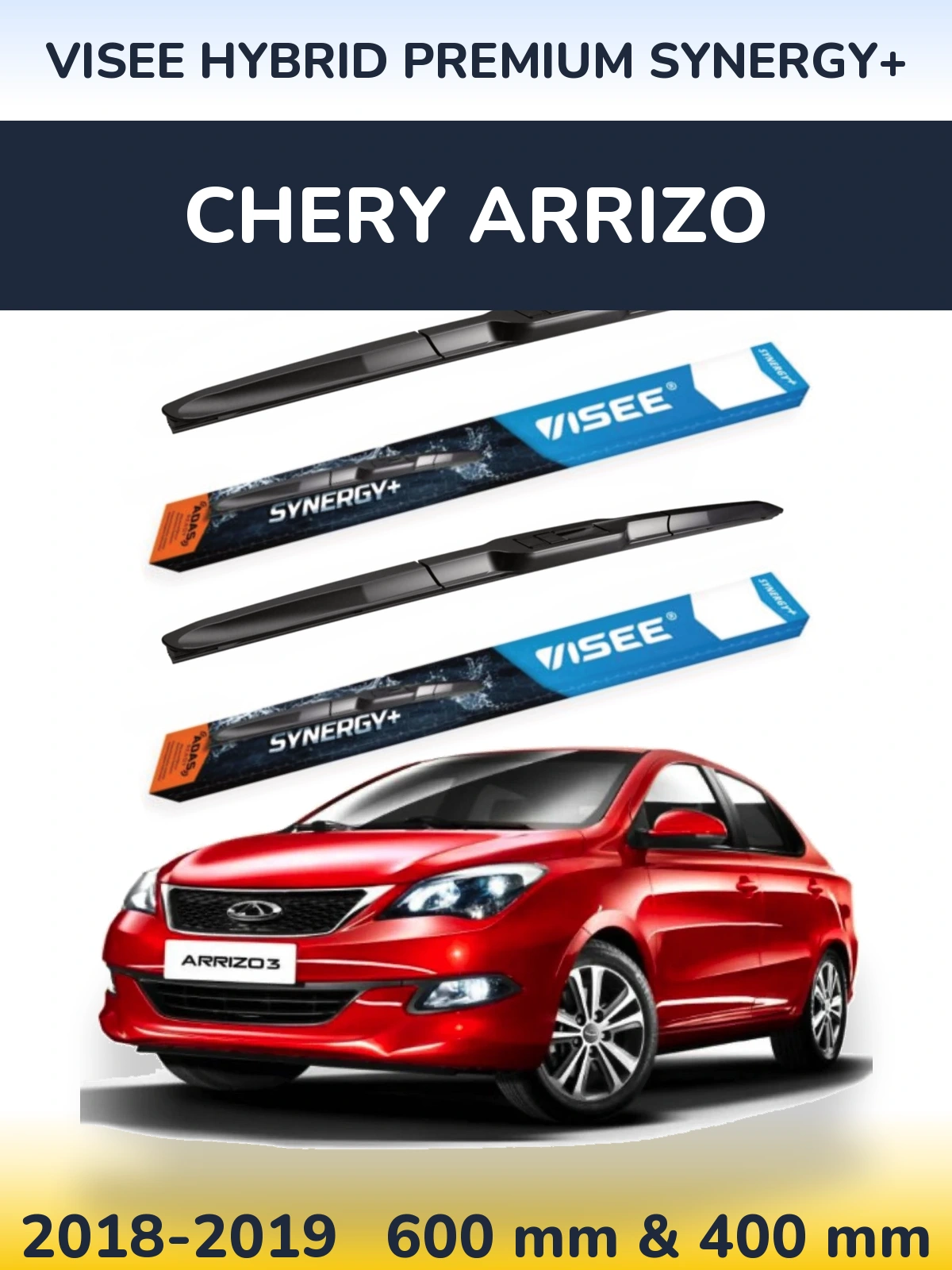 Sada předních stěračů VISEE HYBRID PREMIUM SYNERGY+ 600 a 400 mm pro Chery Arrizo 2018-2019