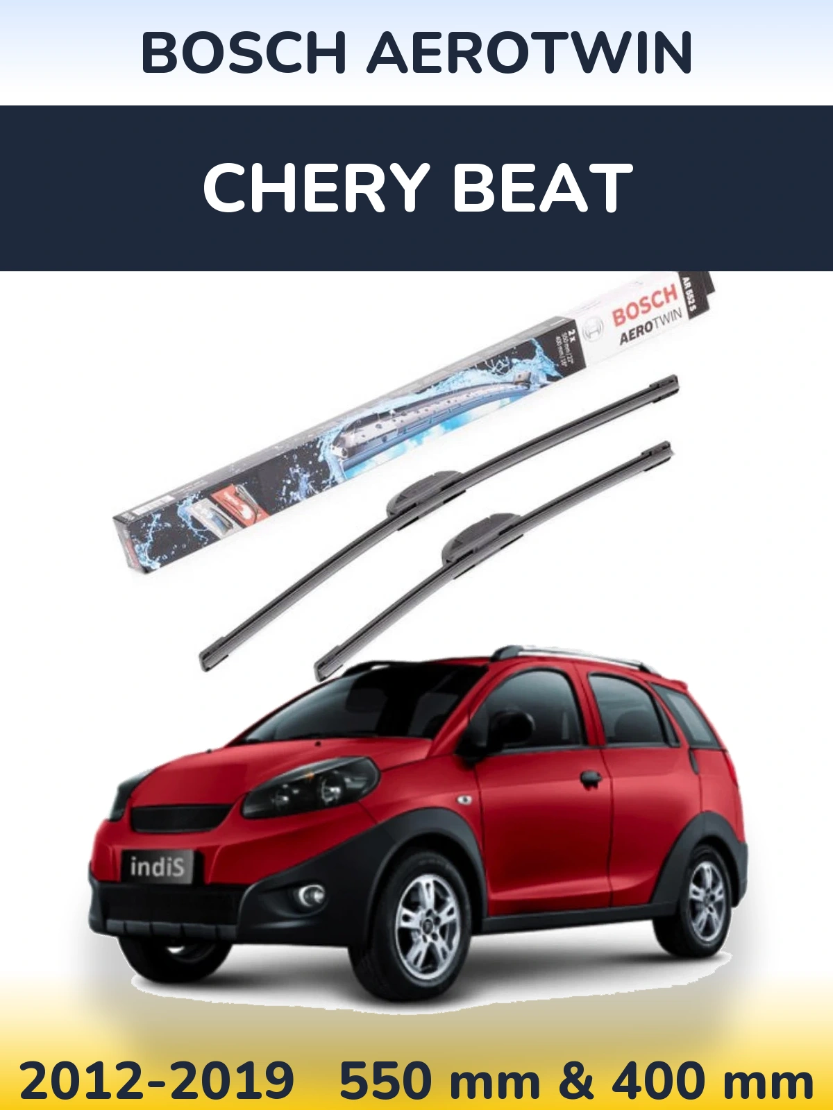 Sada předních stěračů BOSCH AeroTwin 550 a 400 mm pro Chery Beat 2012-2019