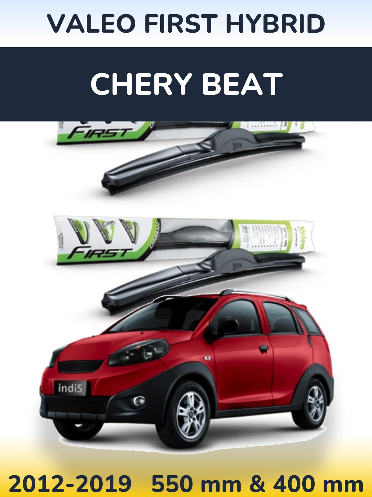Sada předních stěračů Valeo First Hybrid 550 a 400 mm pro Chery Beat 2012-2019