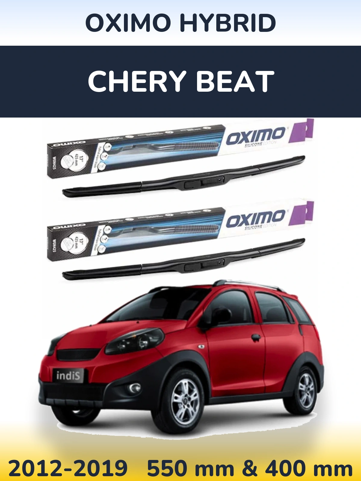 Sada předních stěračů Oximo Hybrid 550 a 400 mm pro Chery Beat 2012-2019