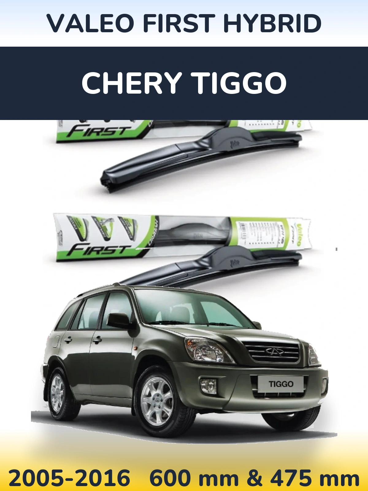 Sada předních stěračů Valeo First Hybrid 600 a 475 mm pro Chery Tiggo 2005-2016