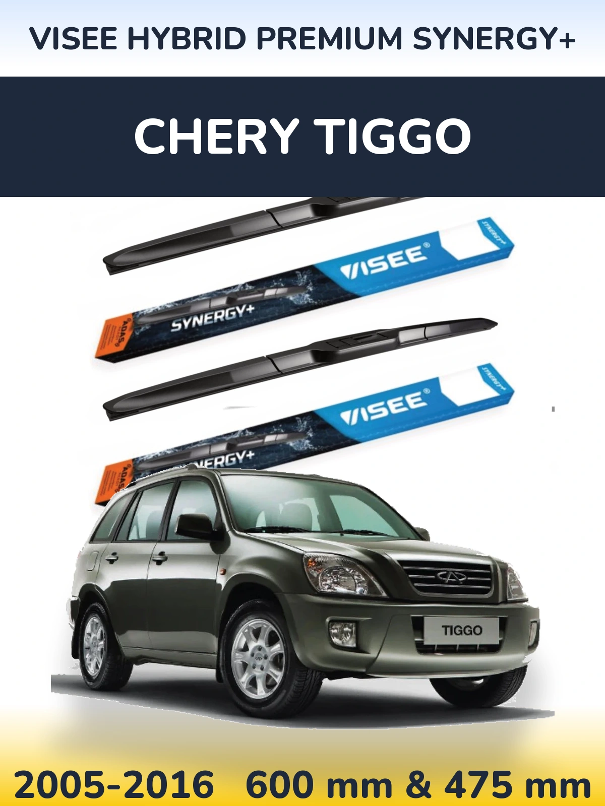 Sada předních stěračů VISEE HYBRID PREMIUM SYNERGY+ 600 a 475 mm pro Chery Tiggo 2005-2016