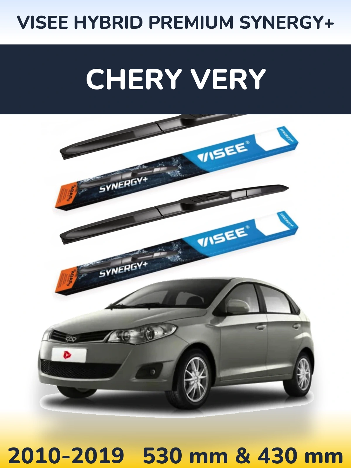 Sada předních stěračů VISEE HYBRID PREMIUM SYNERGY+ 530 a 430 mm pro Chery Very 2010-2019