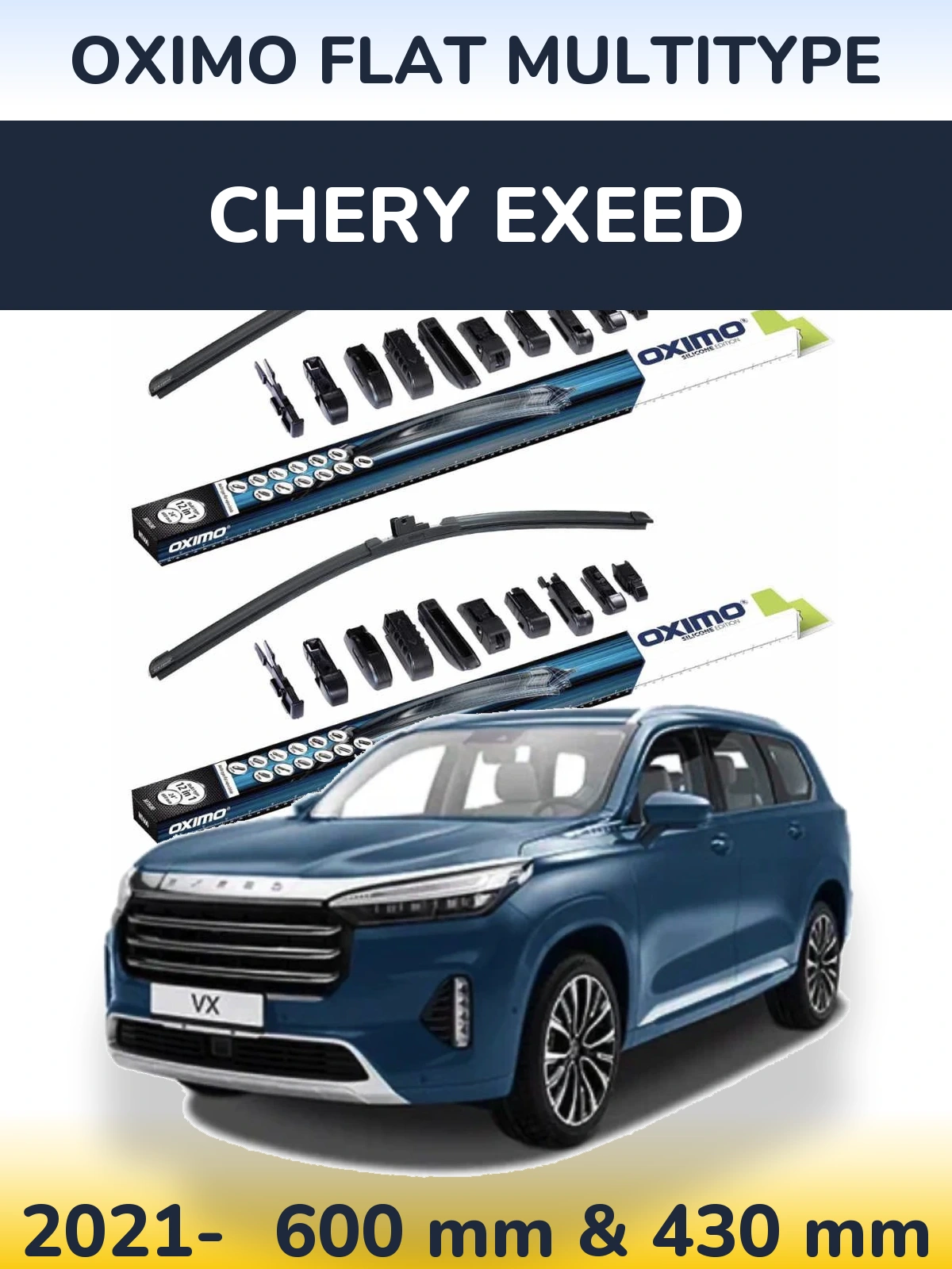 Sada předních stěračů Oximo Flat MultiType 600 a 430 mm pro Chery Exeed 2021-2026