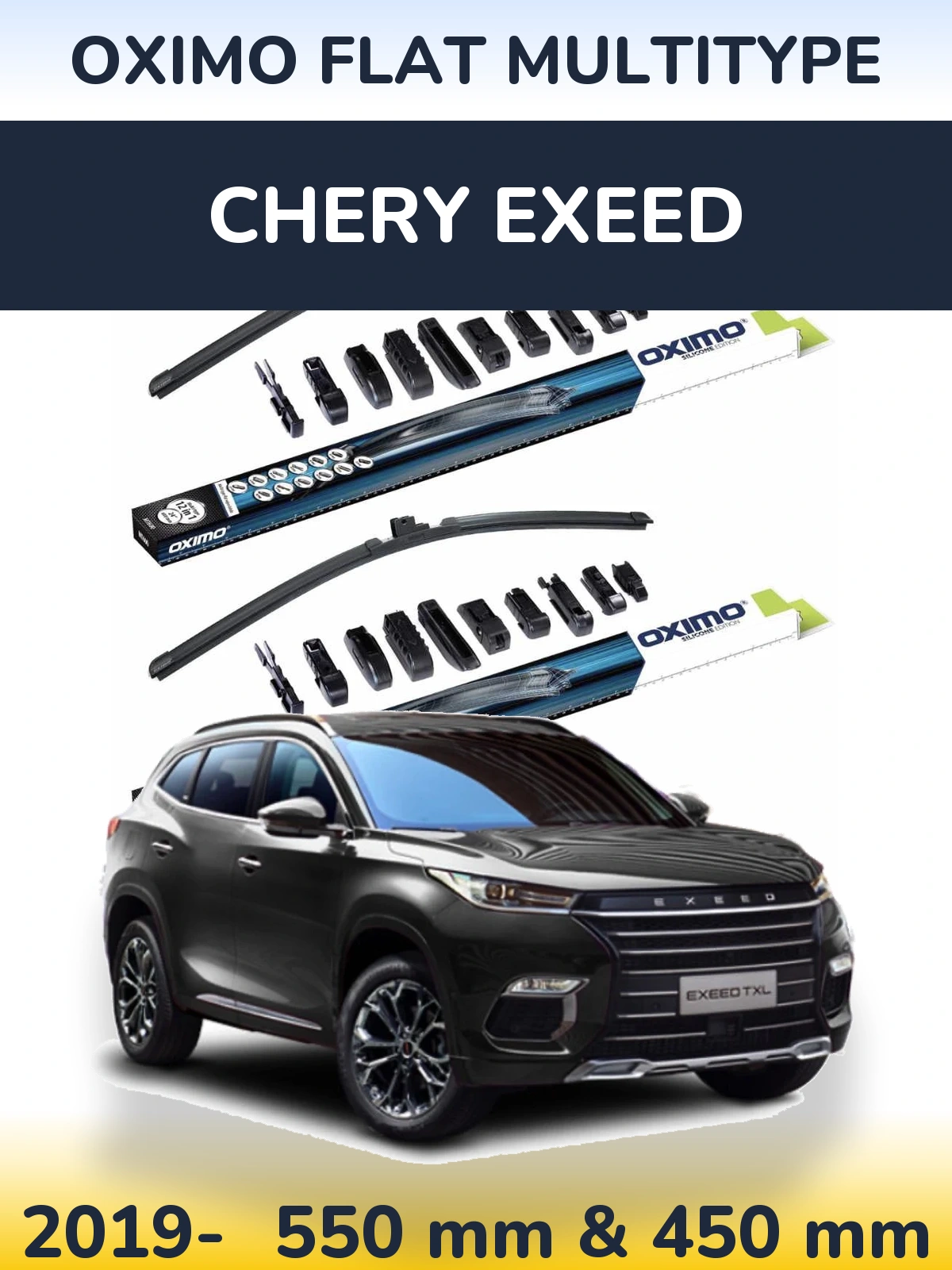 Sada předních stěračů Oximo Flat MultiType 550 a 450 mm pro Chery Exeed 2019-2026