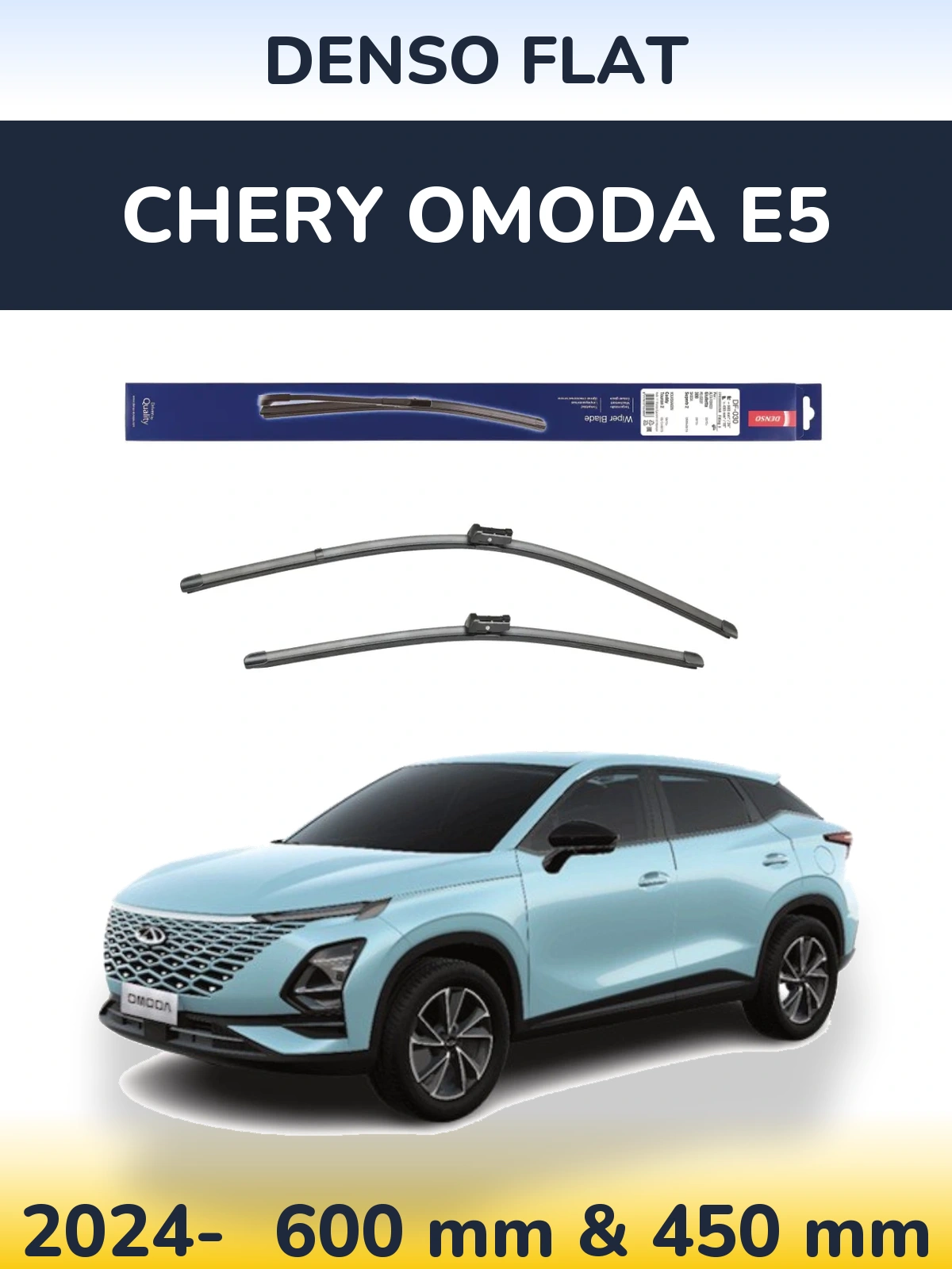 Sada předních stěračů Denso Flat 600 a 450 mm pro Chery Omoda E5 2024-2026
