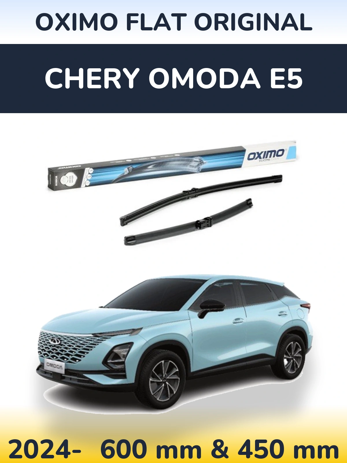 Sada předních stěračů Oximo Flat Original 600 a 450 mm pro Chery Omoda E5 2024-2026