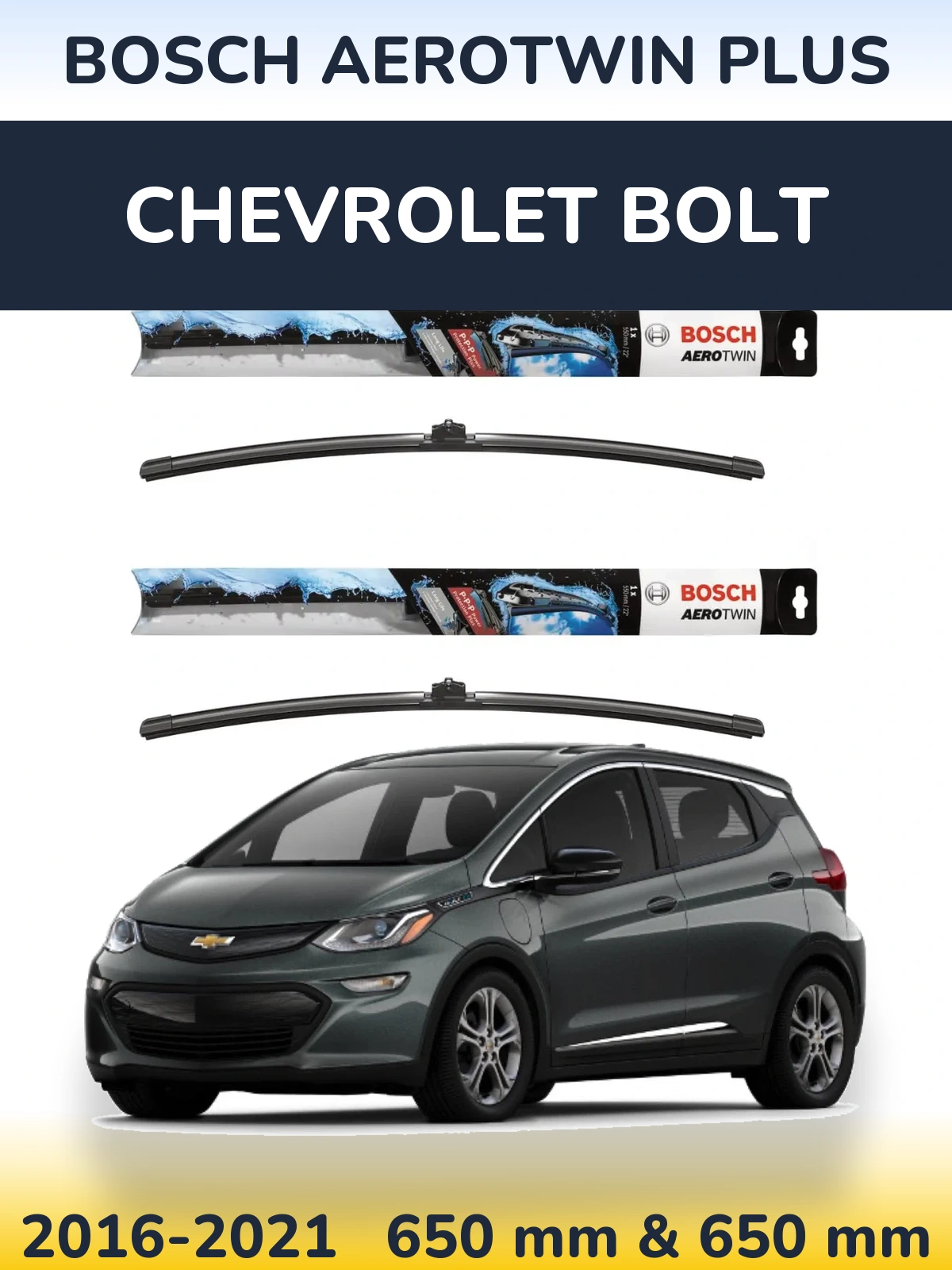 Комплект передніх щіток BOSCH AeroTwin Plus 650 & 650 мм для Chevrolet Bolt 2016-2021