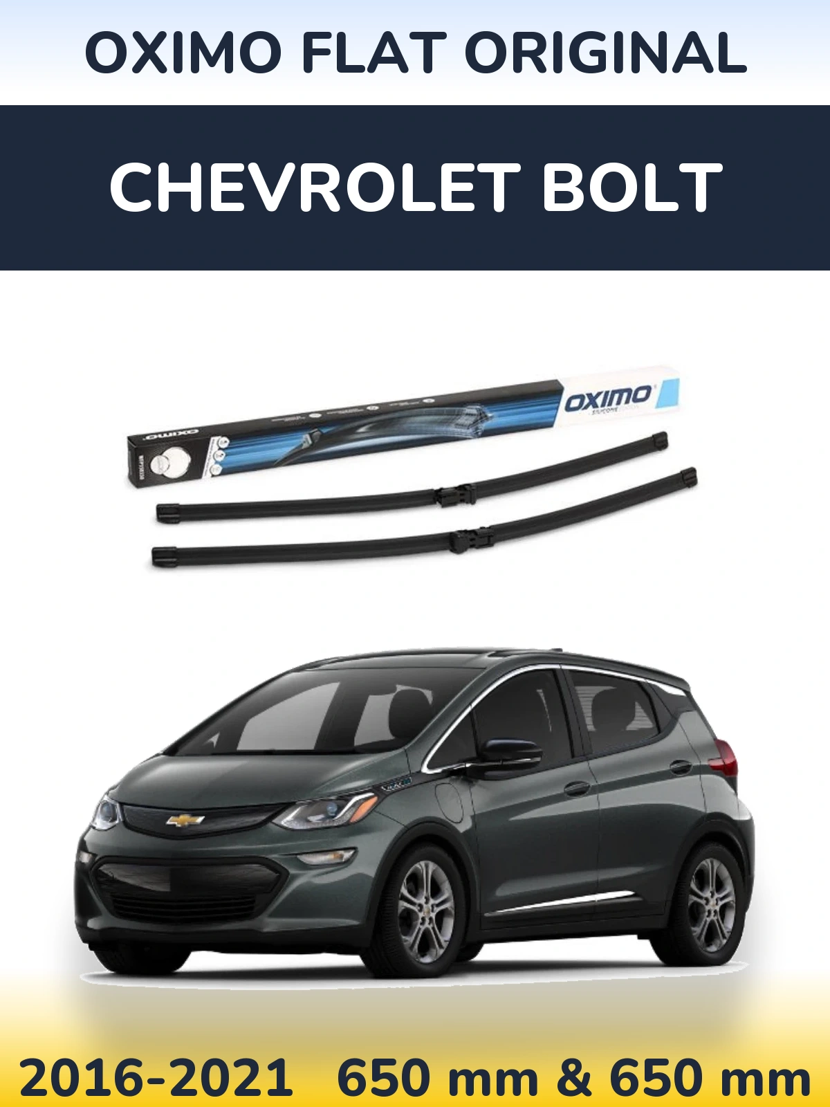 Sada předních stěračů Oximo Flat Original 650 a 650 mm pro Chevrolet Bolt 2016-2021