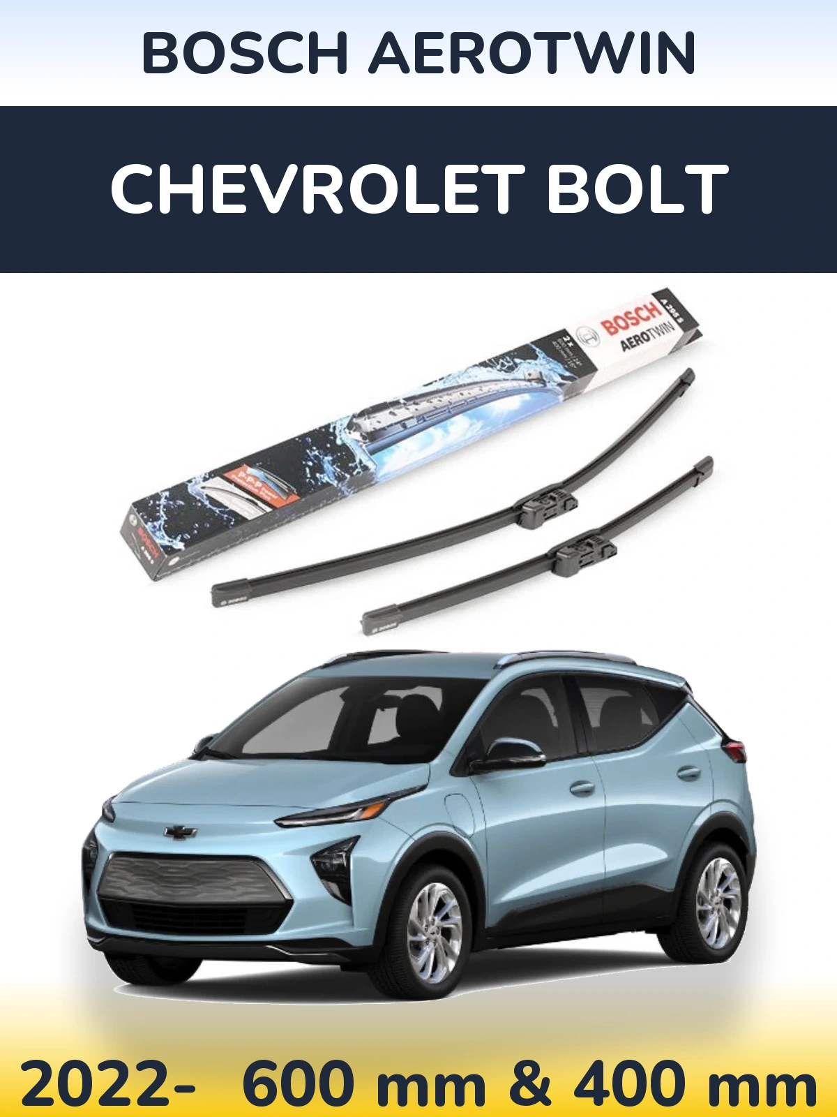 Sada předních stěračů BOSCH AeroTwin 600 a 400 mm pro Chevrolet Bolt 2022-2026