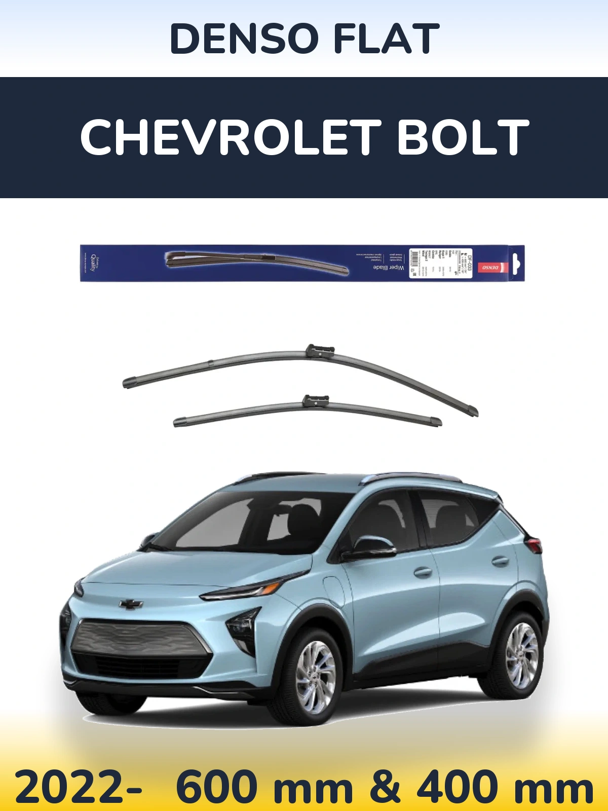 Sada předních stěračů Denso Flat 600 a 400 mm pro Chevrolet Bolt 2022-2026