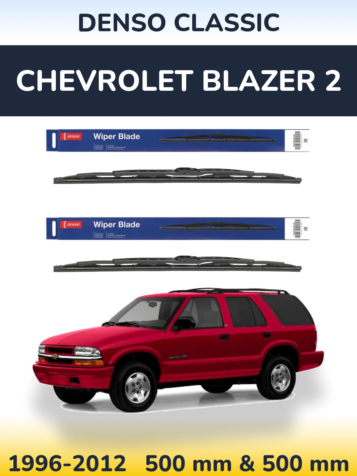 Sada předních stěračů Denso Classic 500 a 500 mm pro Chevrolet Blazer 2 1996-2012