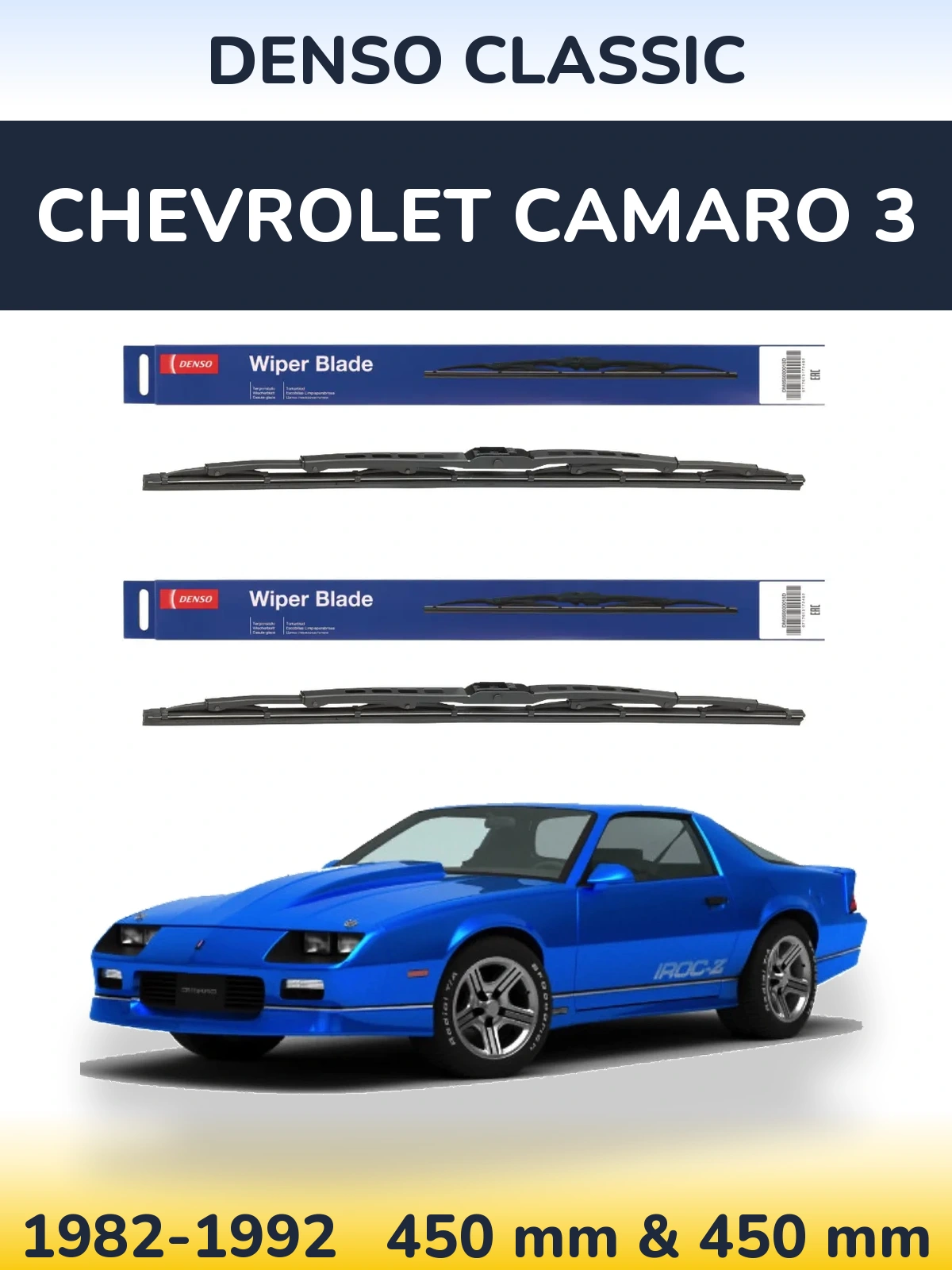 Sada předních stěračů Denso Classic 450 a 450 mm pro Chevrolet Camaro 3 1982-1992