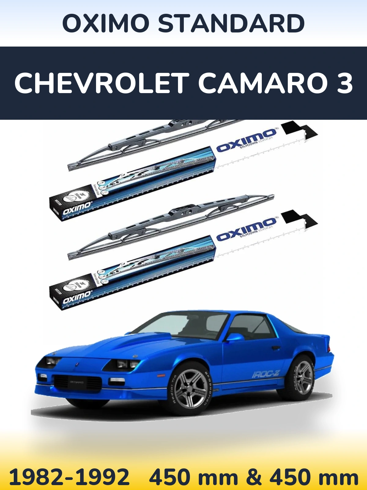 Sada předních stěračů Oximo Standard 450 a 450 mm pro Chevrolet Camaro 3 1982-1992
