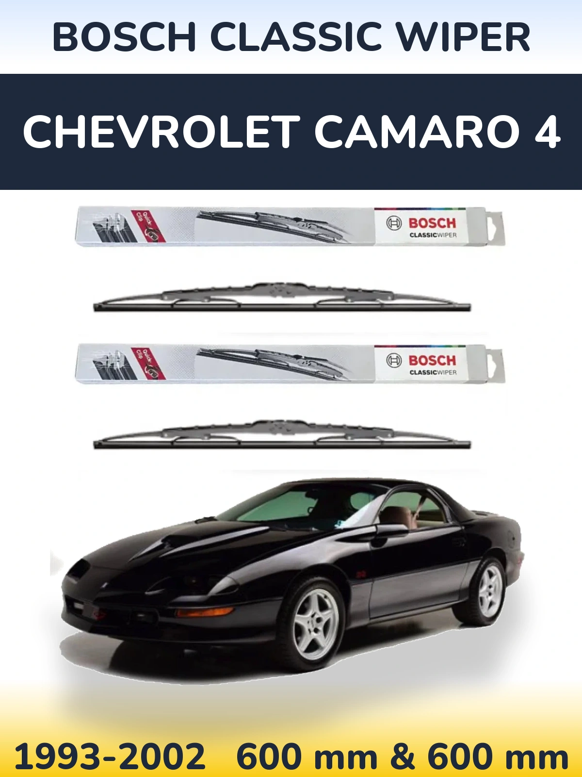 Sada předních stěračů BOSCH Classic Wiper 600 a 600 mm pro Chevrolet Camaro 4 1993-2002