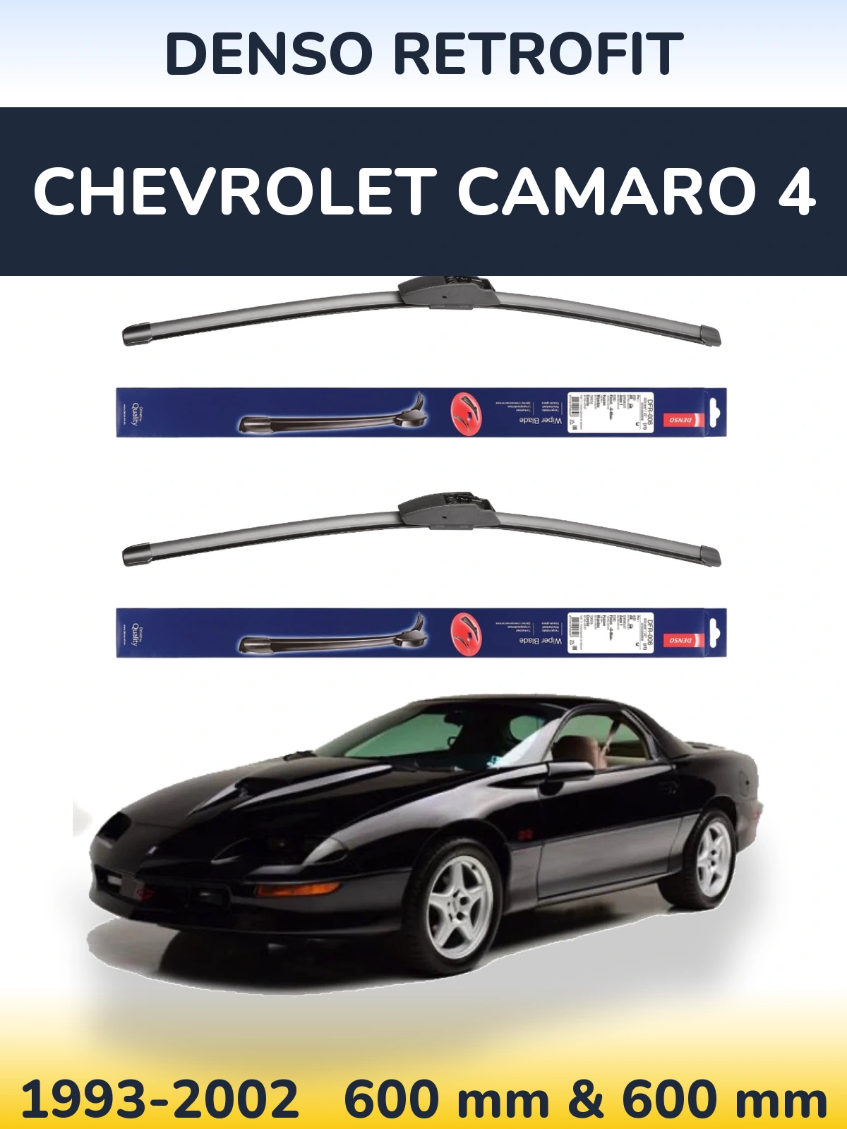 Sada předních stěračů Denso Retrofit 600 a 600 mm pro Chevrolet Camaro 4 1993-2002
