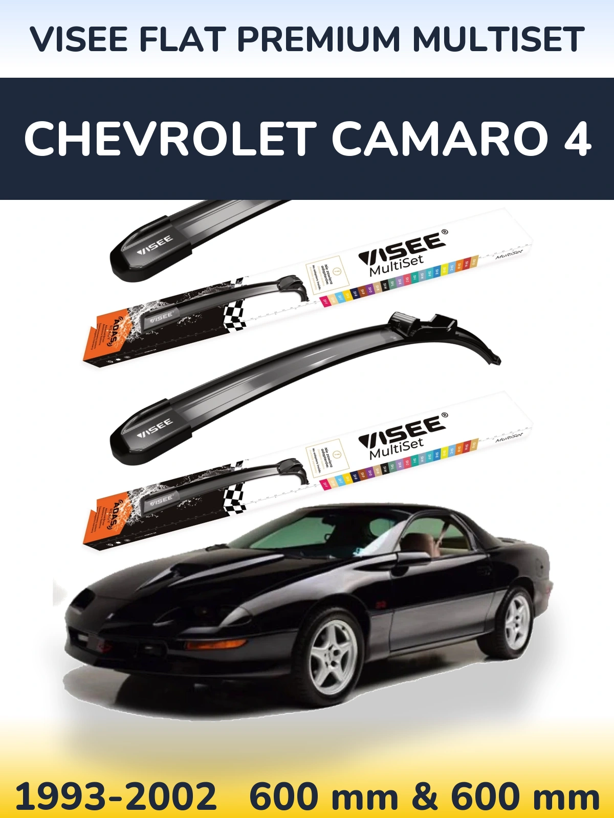 Sada předních stěračů VISEE FLAT PREMIUM MultiSet 600 a 600 mm pro Chevrolet Camaro 4 1993-2002