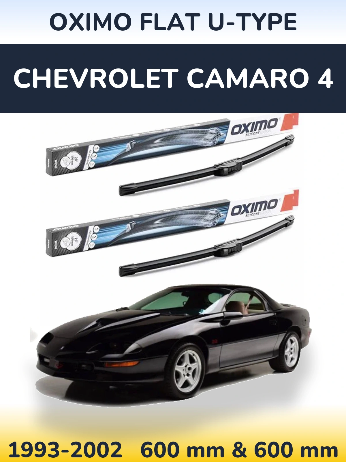 Комплект передніх щіток Oximo Flat U-type 600 & 600 мм для Chevrolet Camaro 4 1993-2002