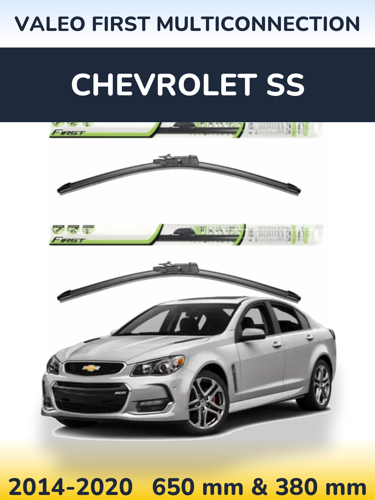 Sada předních stěračů Valeo First MultiConnection 650 a 380 mm pro Chevrolet SS 2014-2020