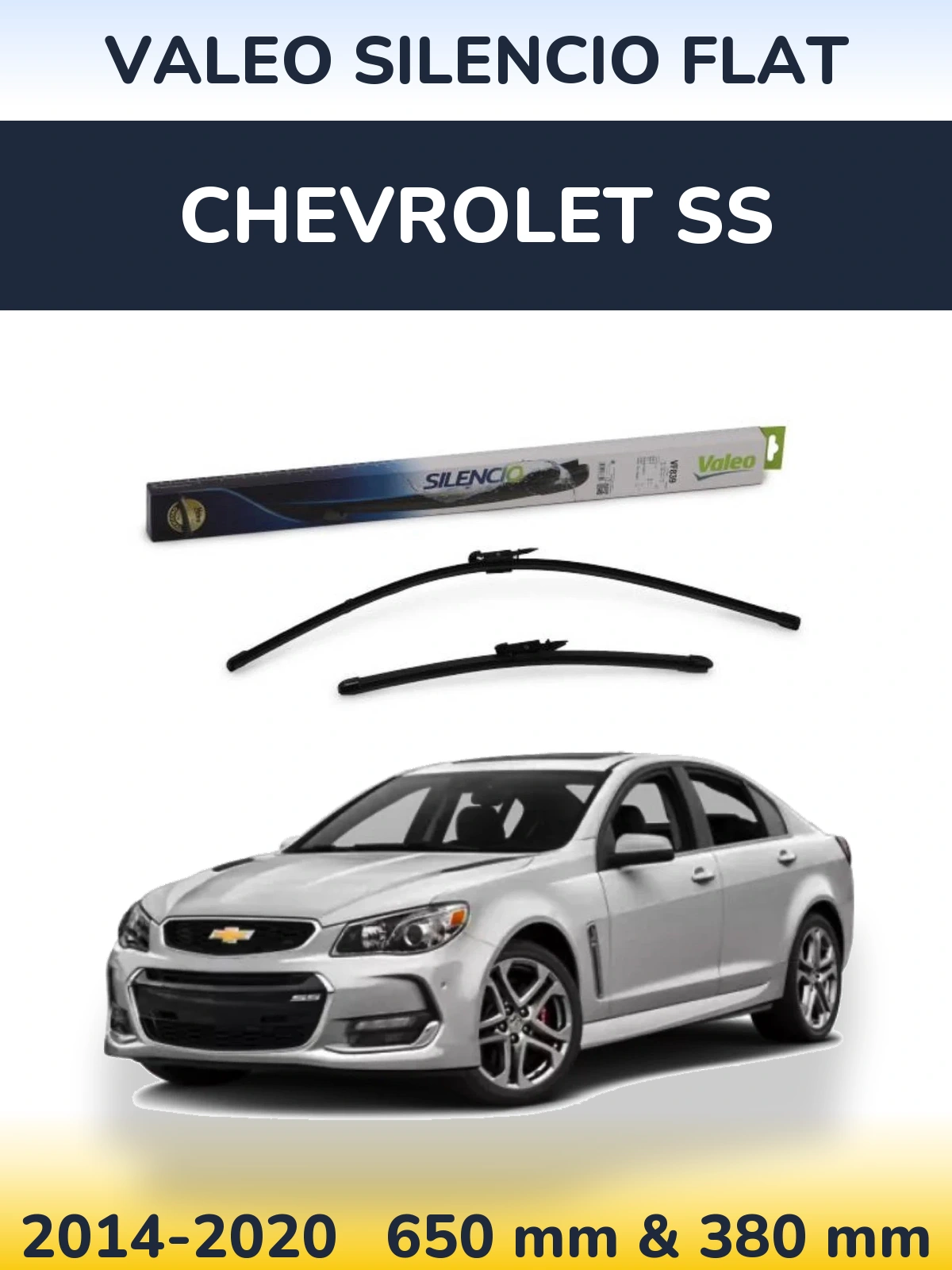 Комплект передніх щіток Valeo Silencio Flat 650 & 380 мм для Chevrolet SS 2014-2020