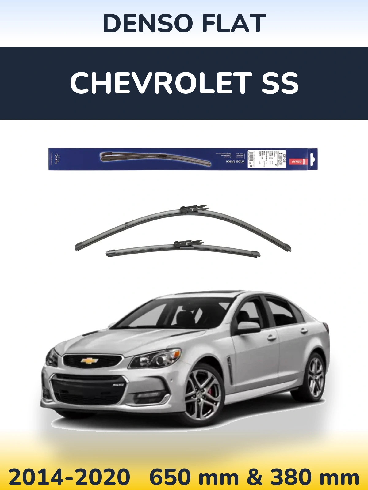 Sada předních stěračů Denso Flat 650 a 380 mm pro Chevrolet SS 2014-2020