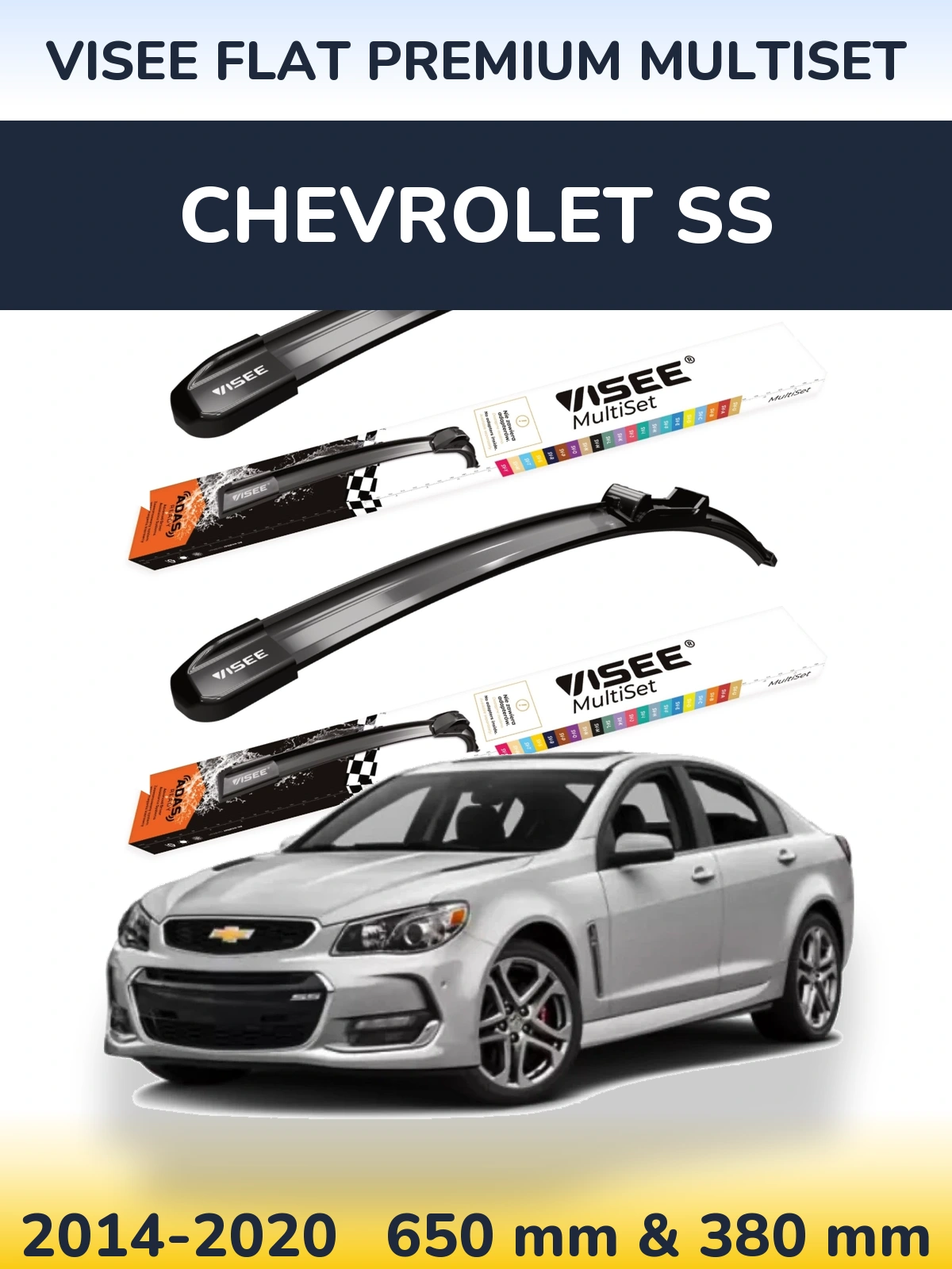 Sada předních stěračů VISEE FLAT PREMIUM MultiSet 650 a 380 mm pro Chevrolet SS 2014-2020