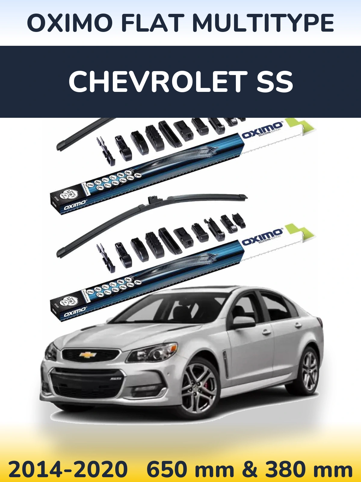 Sada předních stěračů Oximo Flat MultiType 650 a 380 mm pro Chevrolet SS 2014-2020