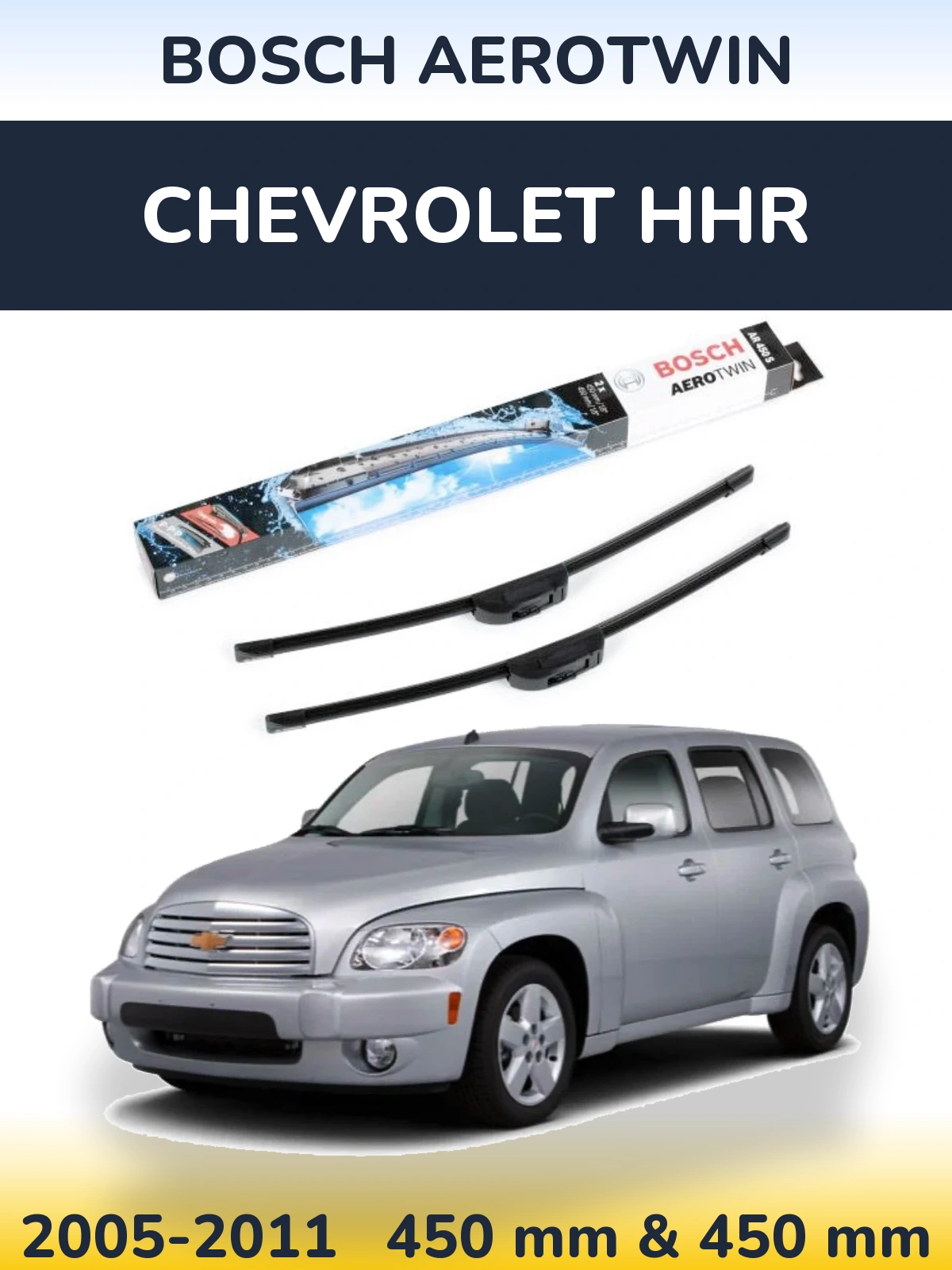 Sada předních stěračů BOSCH AeroTwin 450 a 450 mm pro Chevrolet HHR 2005-2011