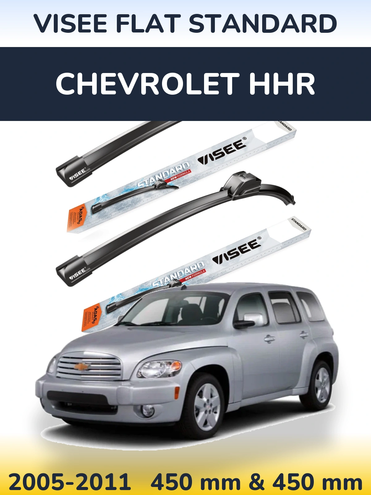 Sada předních stěračů VISEE FLAT STANDARD 450 a 450 mm pro Chevrolet HHR 2005-2011