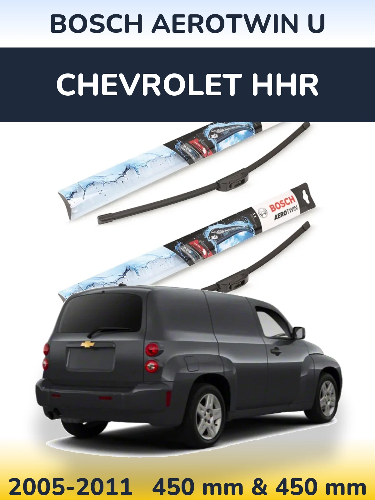 Комплект передніх щіток BOSCH AeroTwin U 450 & 450 мм для Chevrolet HHR 2005-2011