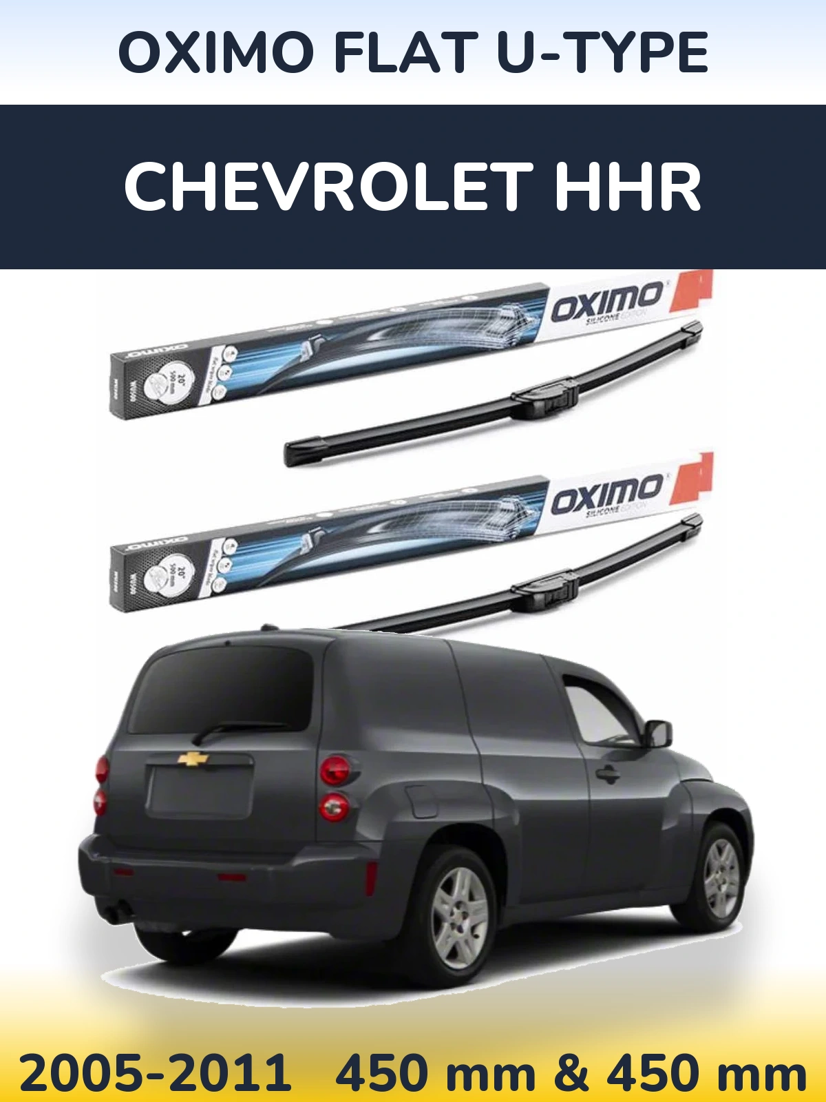 Комплект передніх щіток Oximo Flat U-type 450 & 450 мм для Chevrolet HHR 2005-2011