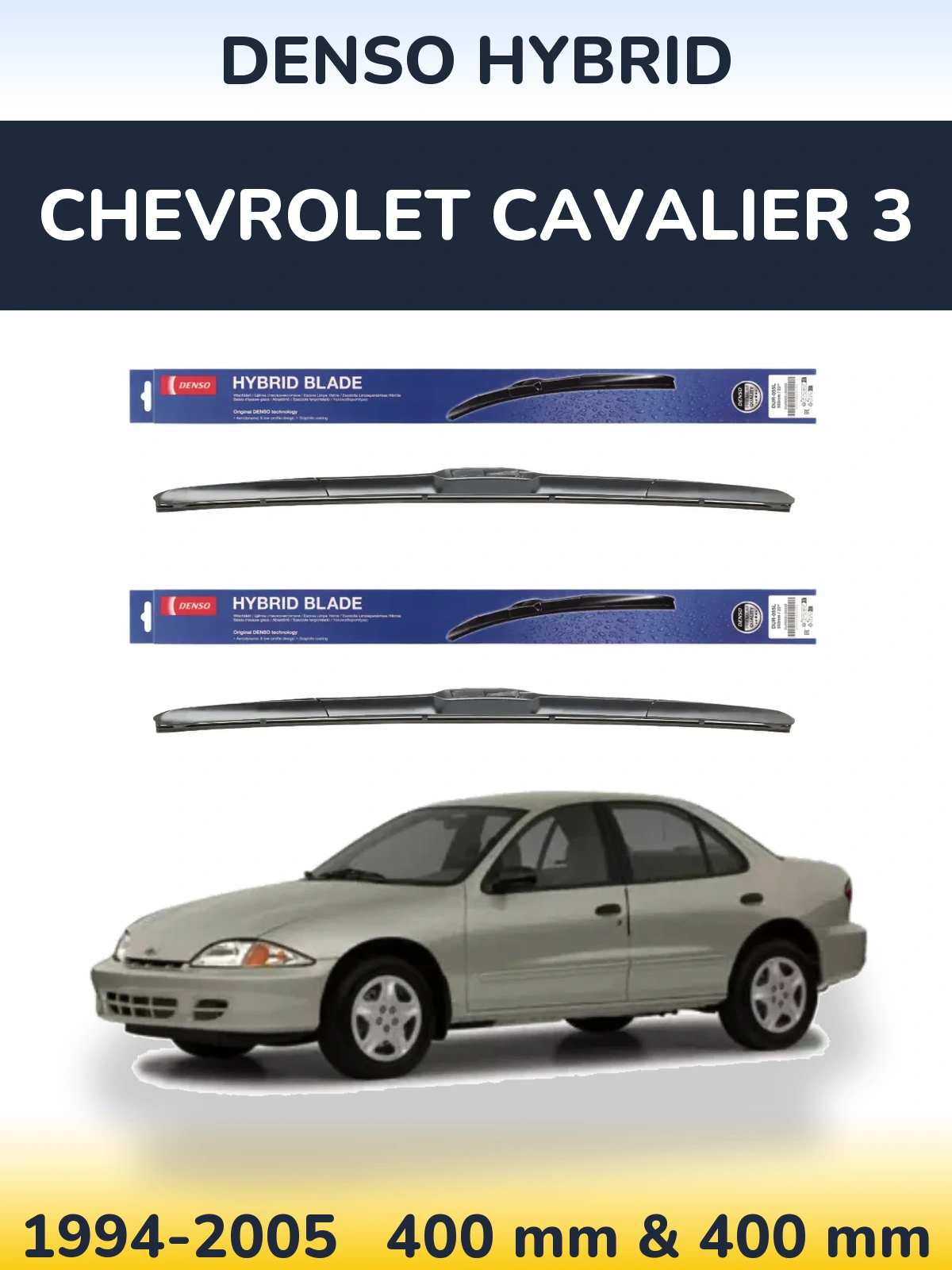 Sada předních stěračů Denso Hybrid 400 a 400 mm pro Chevrolet Cavalier 3 1994-2005