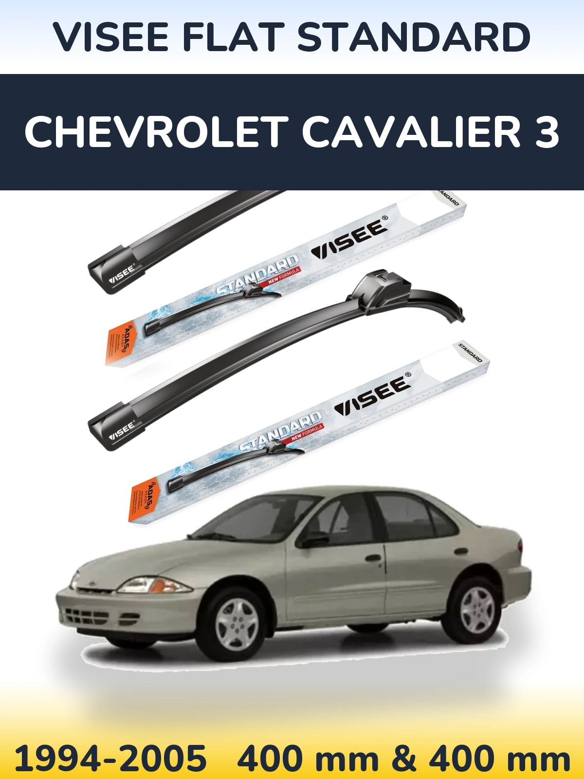 Sada předních stěračů VISEE FLAT STANDARD 400 a 400 mm pro Chevrolet Cavalier 3 1994-2005