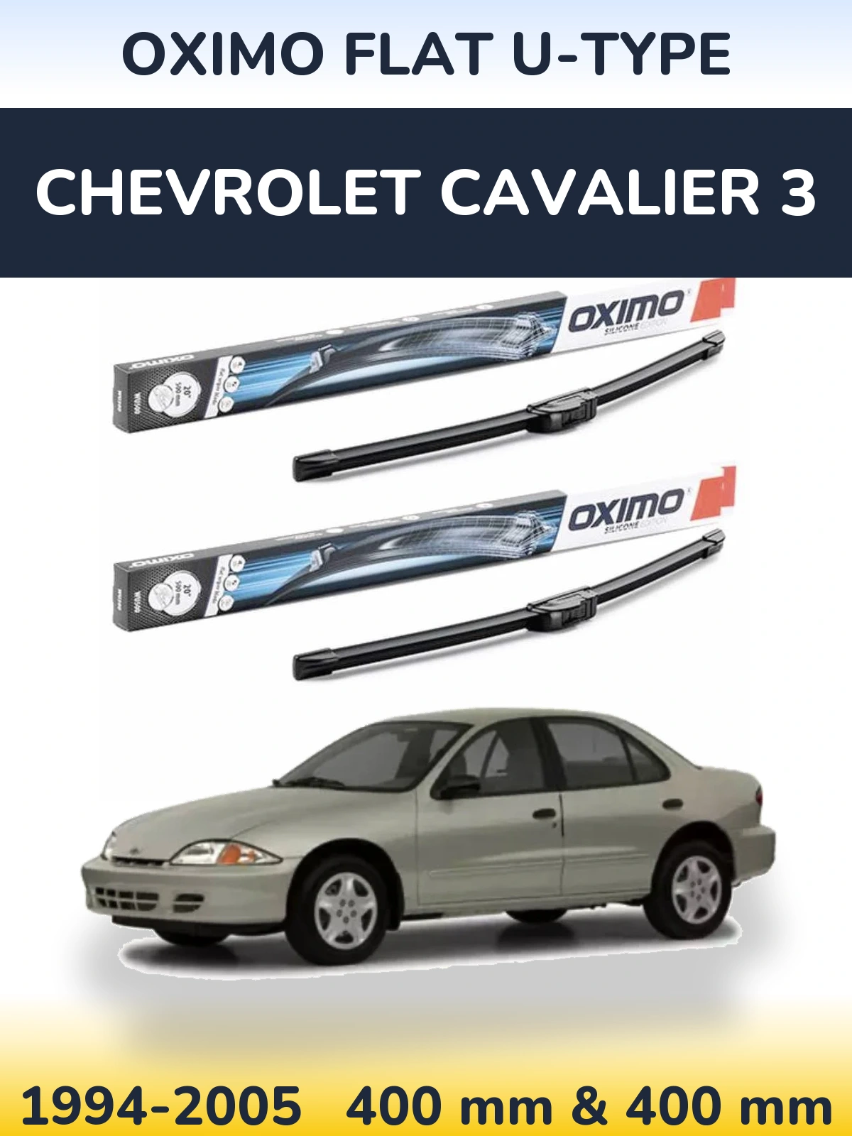 Комплект передніх щіток Oximo Flat U-type 400 & 400 мм для Chevrolet Cavalier 3 1994-2005