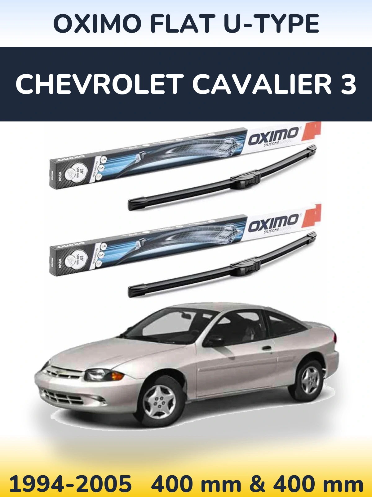 Sada předních stěračů Oximo Flat U-type 400 a 400 mm pro Chevrolet Cavalier 3 1994-2005