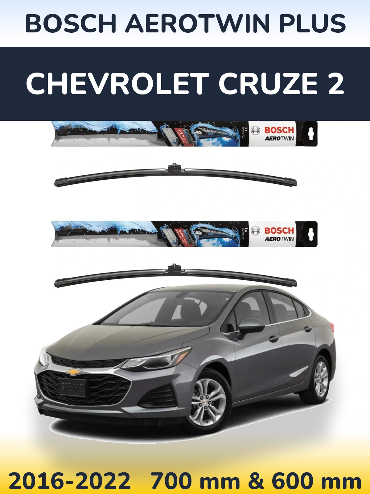 Sada předních stěračů BOSCH AeroTwin Plus 700 a 600 mm pro Chevrolet Cruze 2 2016-2022