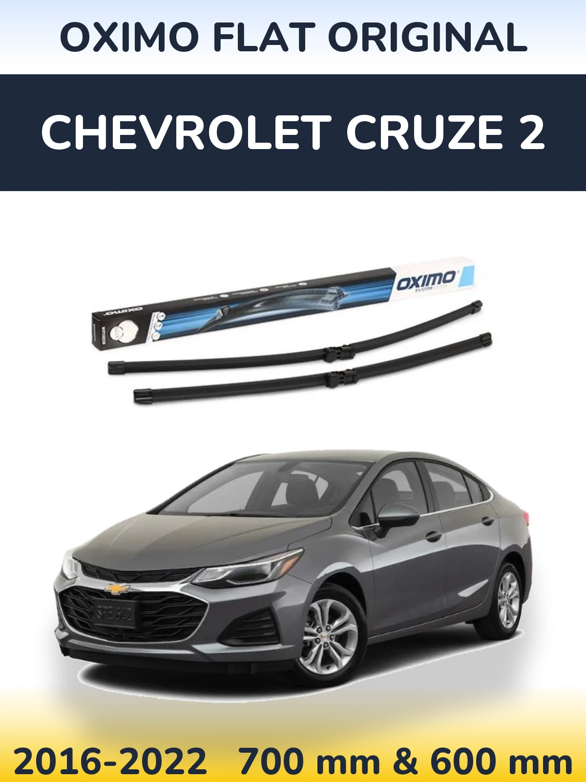 Sada předních stěračů Oximo Flat Original 700 a 600 mm pro Chevrolet Cruze 2 2016-2022