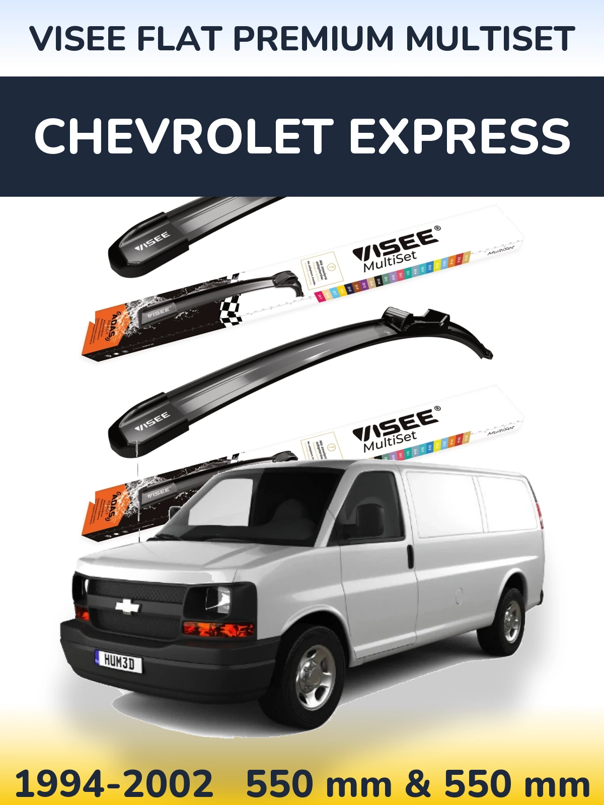 Sada předních stěračů VISEE FLAT PREMIUM MultiSet 550 a 550 mm pro Chevrolet Express 1994-2002