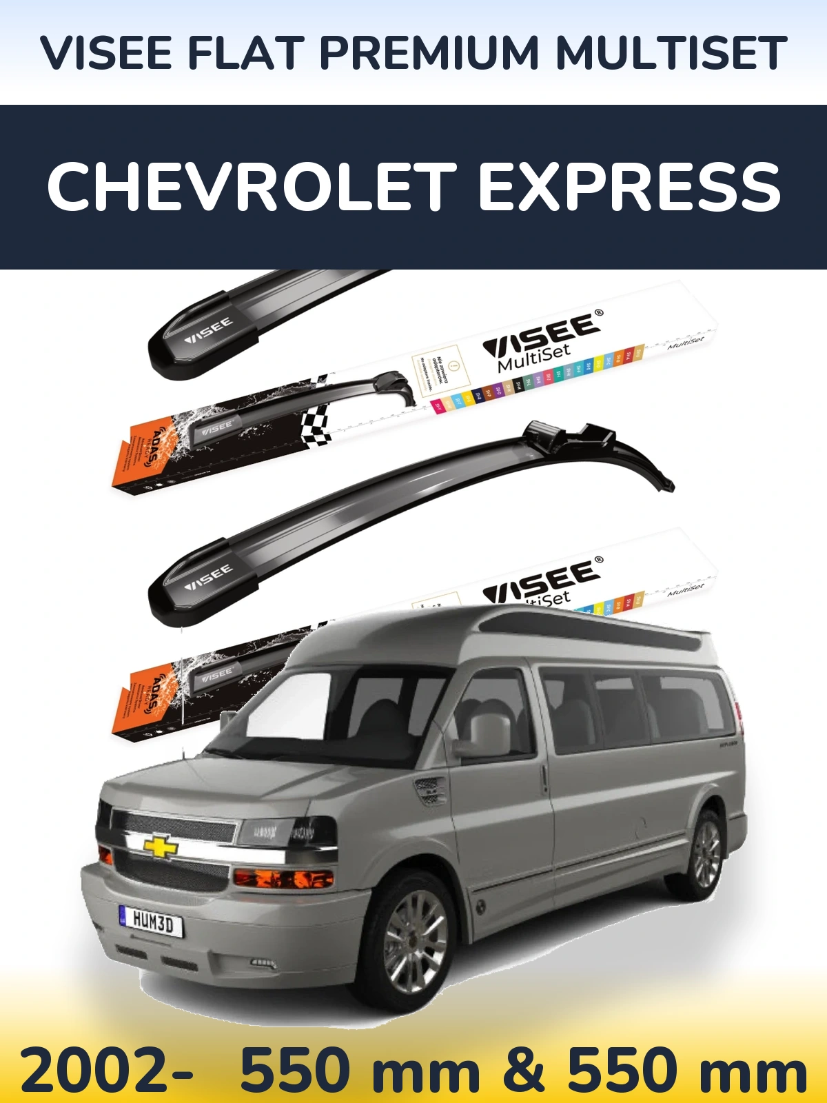 Sada předních stěračů VISEE FLAT PREMIUM MultiSet 550 a 550 mm pro Chevrolet Express 2002-2026