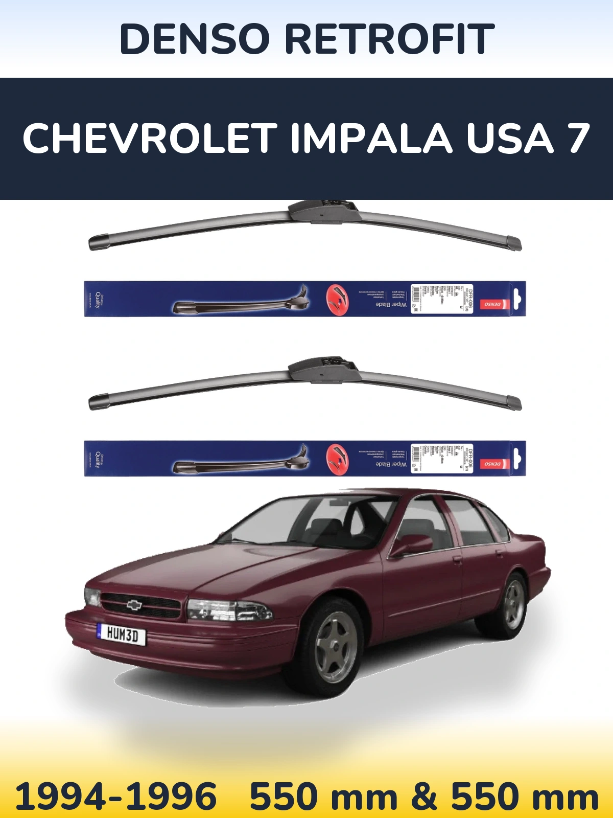 Комплект передніх щіток Denso Retrofit 550 & 550 мм для Chevrolet Impala USA 7 1994-1996