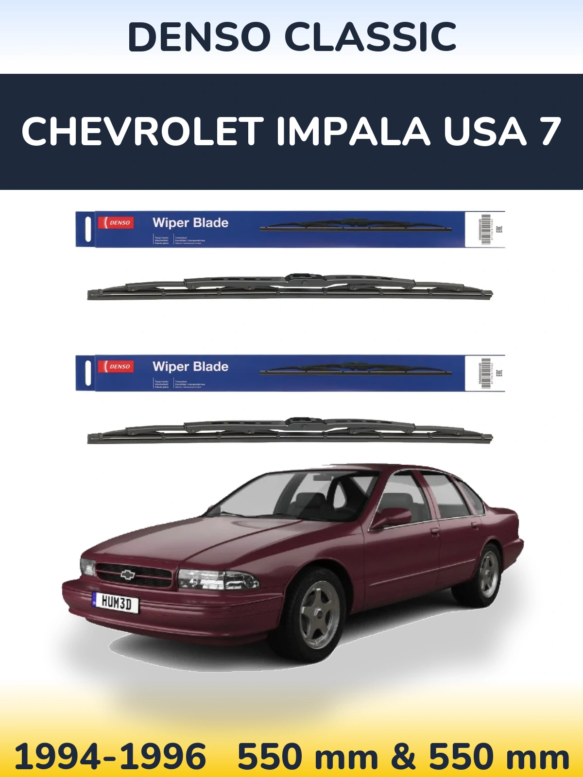 Sada předních stěračů Denso Classic 550 a 550 mm pro Chevrolet Impala USA 7 1994-1996