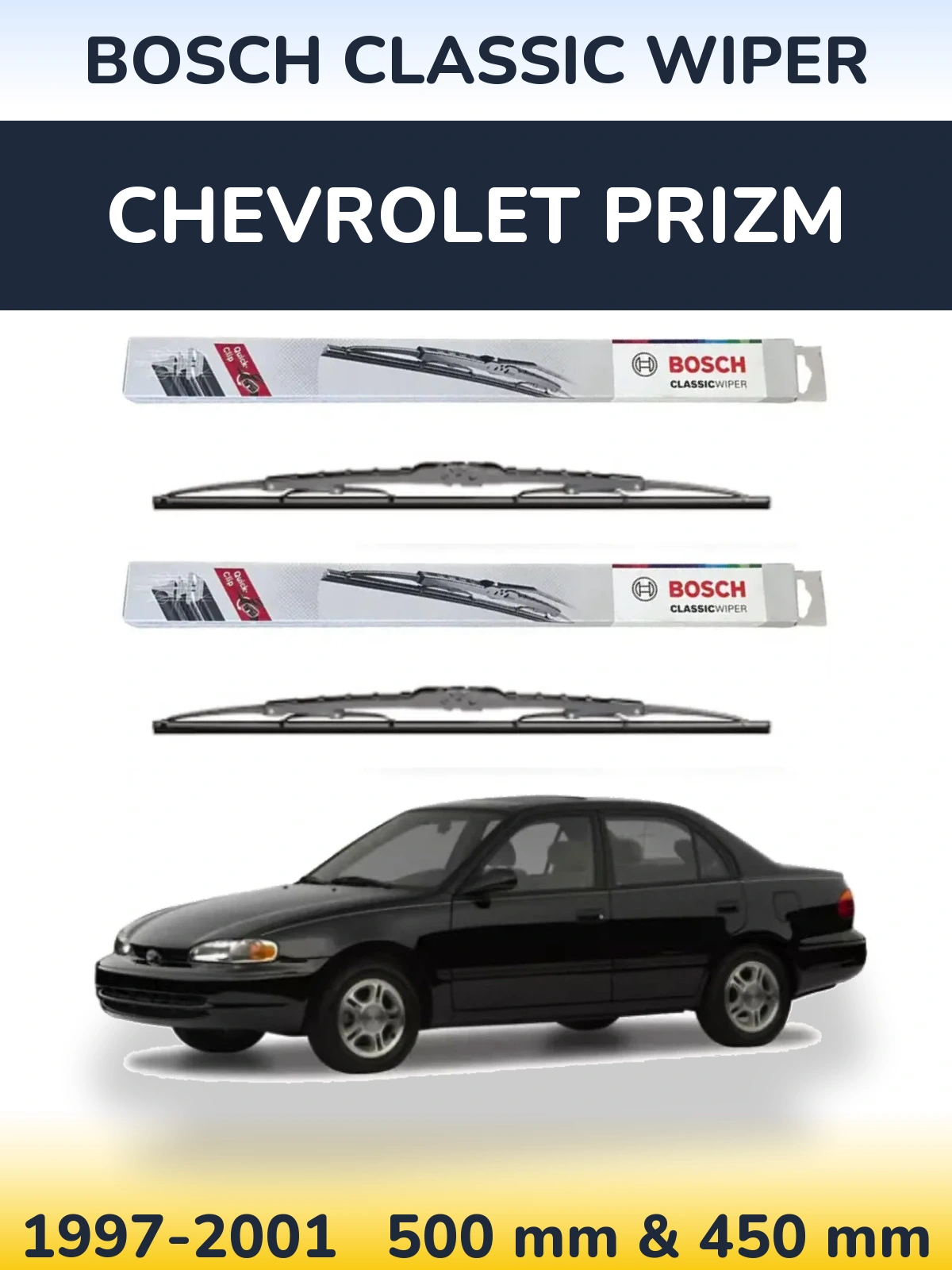 Sada předních stěračů BOSCH Classic Wiper 500 a 450 mm pro Chevrolet Prizm 1997-2001