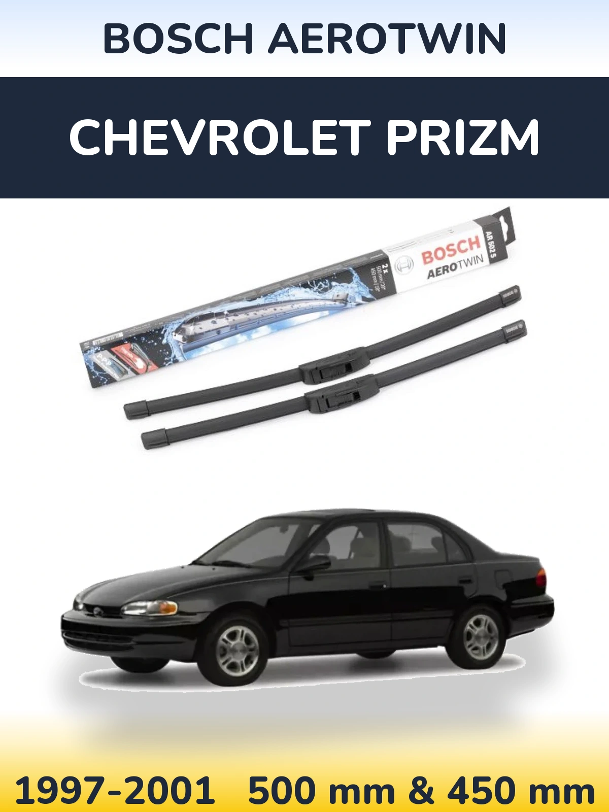 Комплект передніх щіток BOSCH AeroTwin 500 & 450 мм для Chevrolet Prizm 1997-2001
