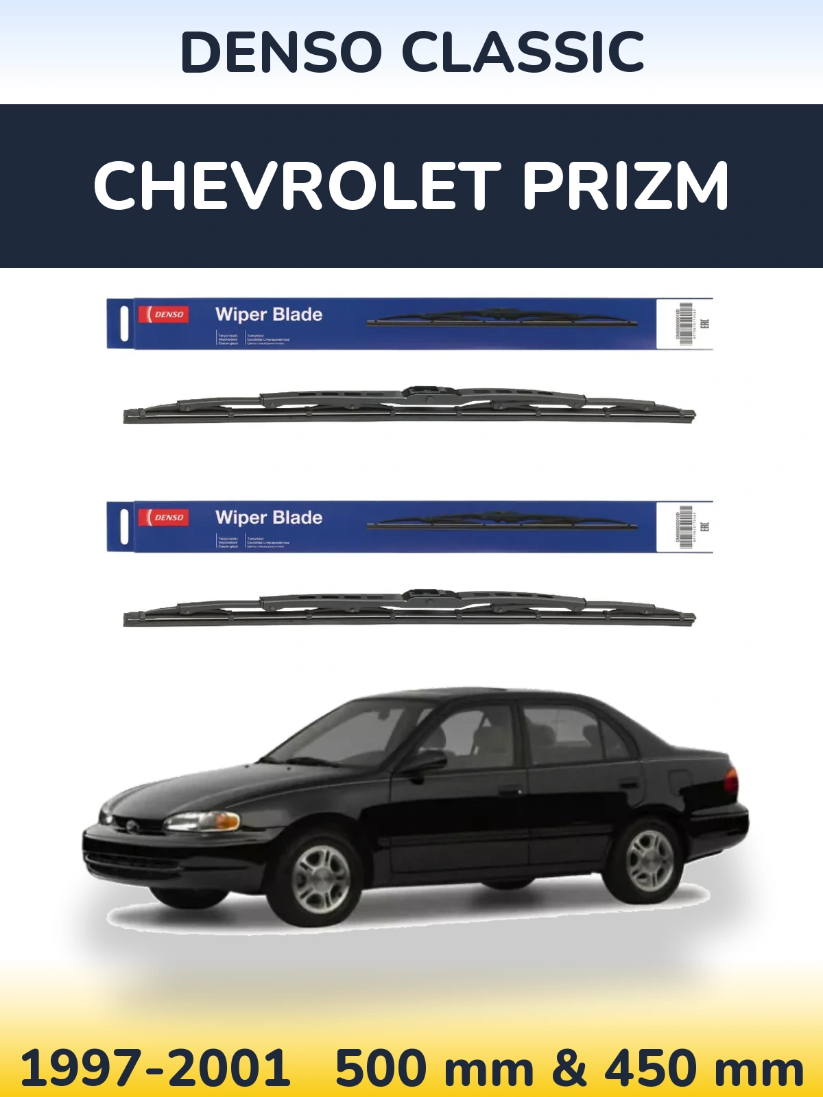 Sada předních stěračů Denso Classic 500 a 450 mm pro Chevrolet Prizm 1997-2001