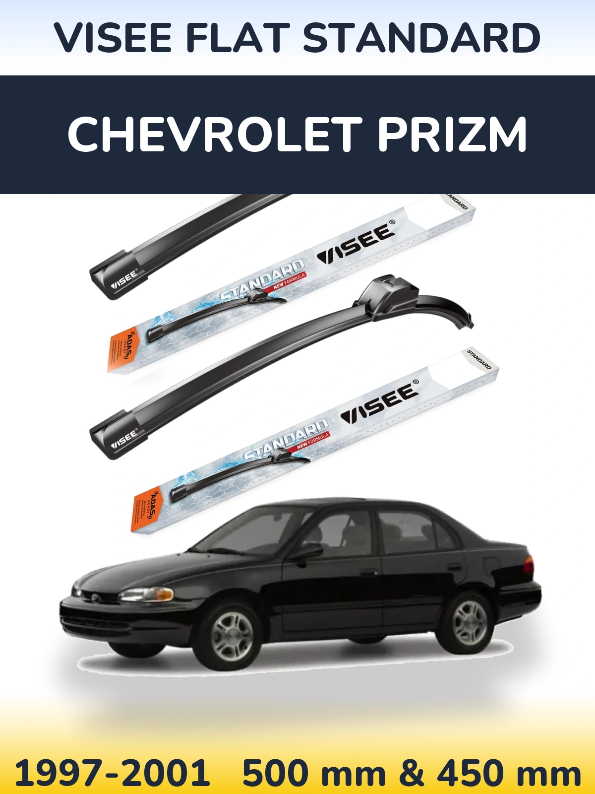 Sada předních stěračů VISEE FLAT STANDARD 500 a 450 mm pro Chevrolet Prizm 1997-2001