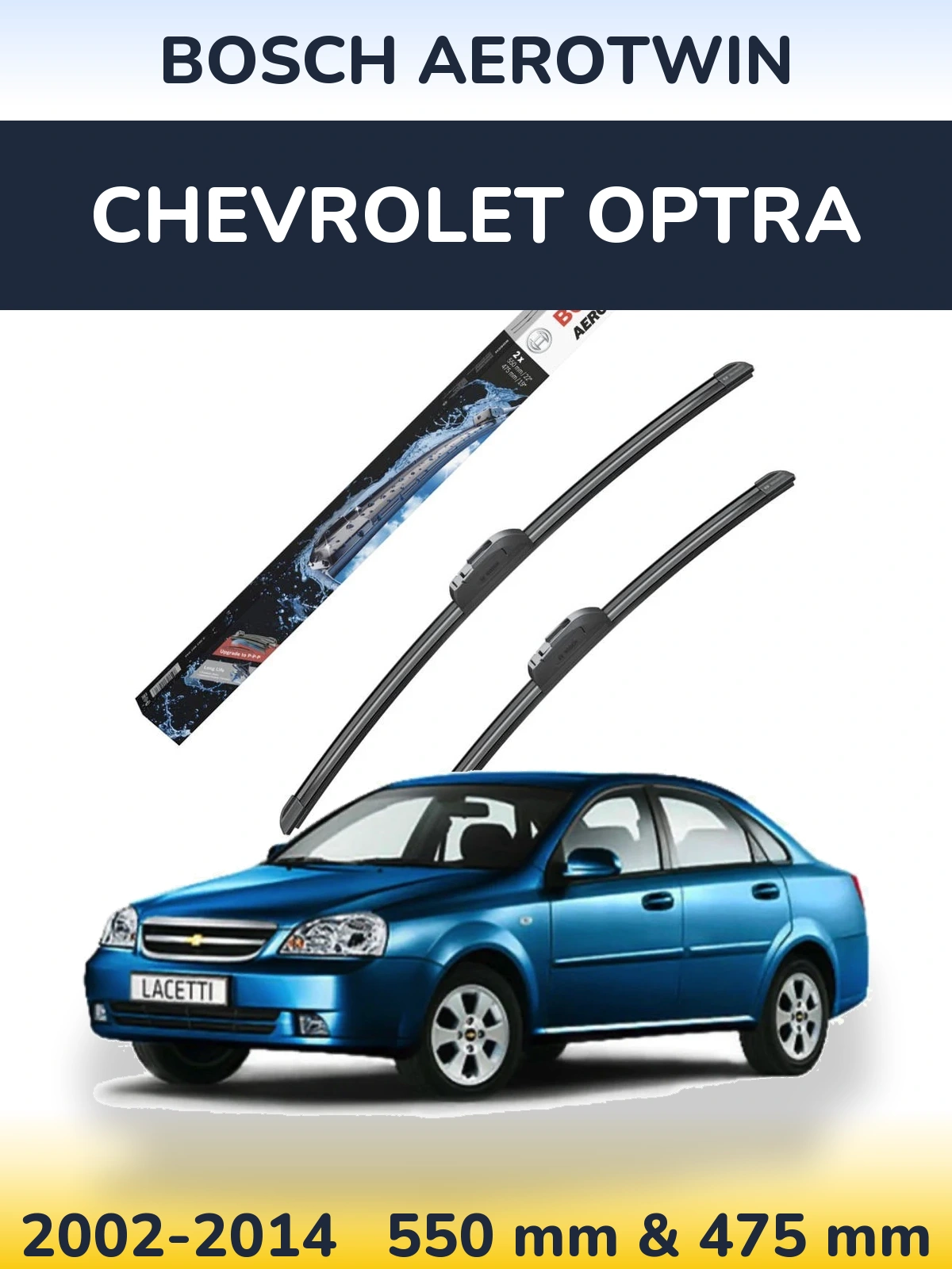 Sada předních stěračů BOSCH AeroTwin 550 a 475 mm pro Chevrolet Optra 2002-2014