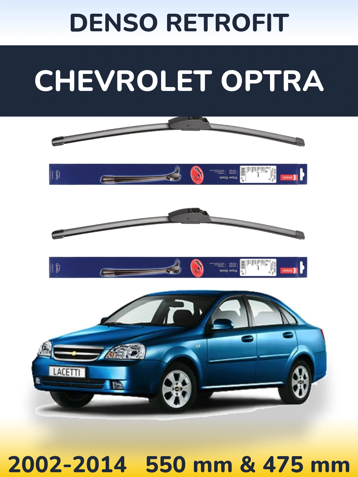 Sada předních stěračů Denso Retrofit 550 a 475 mm pro Chevrolet Optra 2002-2014
