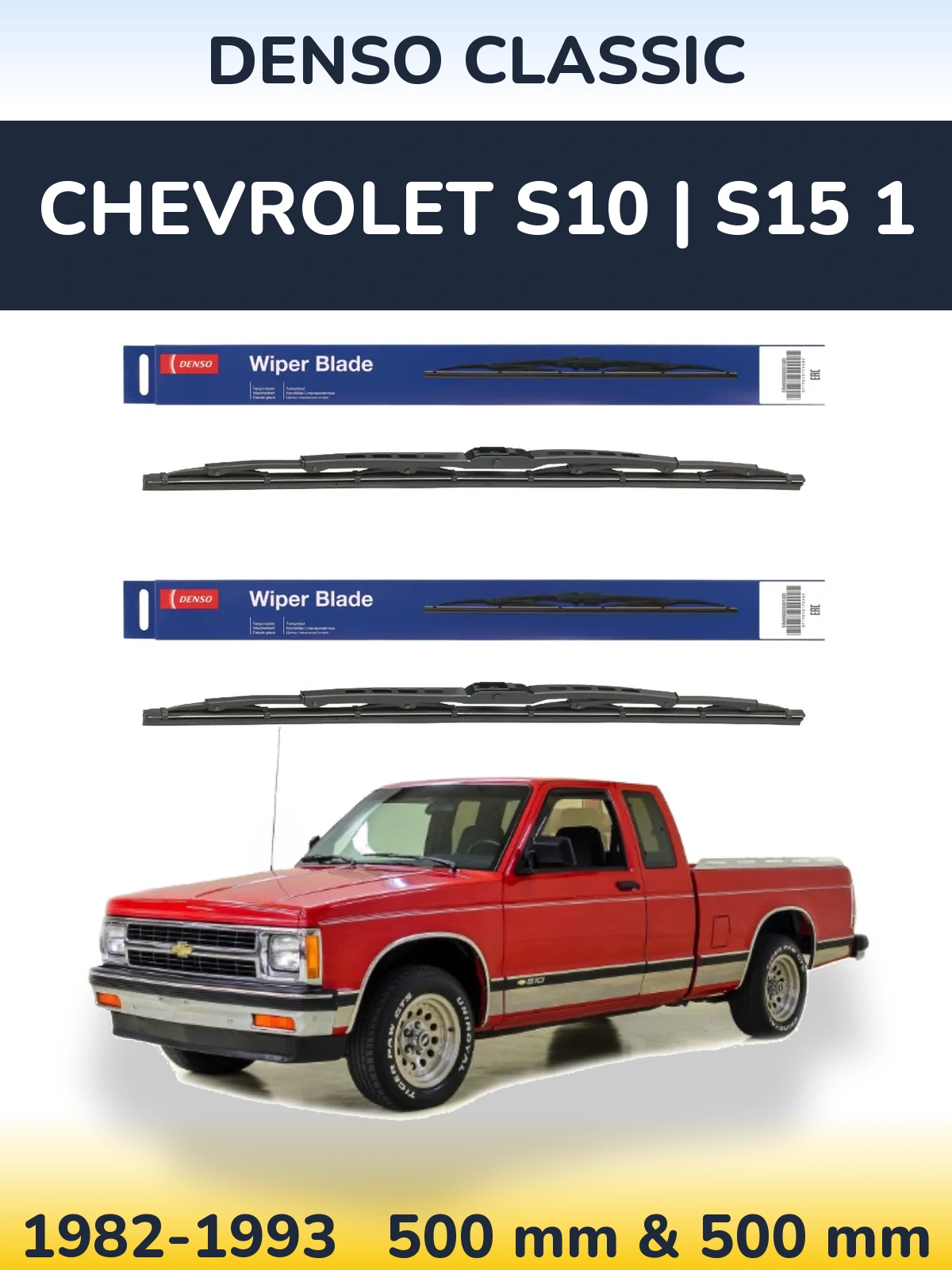 Sada předních stěračů Denso Classic 500 a 500 mm pro Chevrolet S10 | S15 1 1982-1993