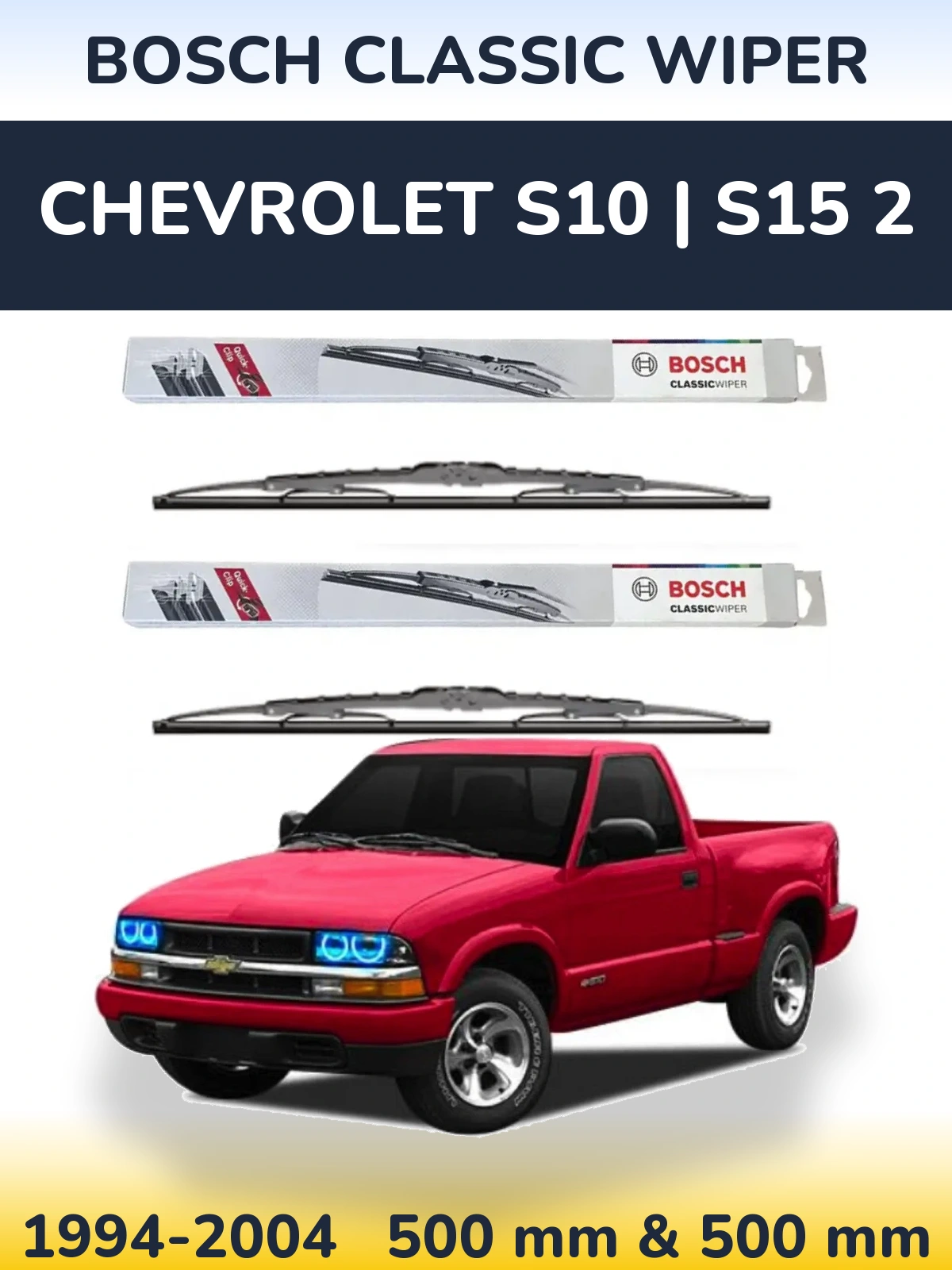 Sada předních stěračů BOSCH Classic Wiper 500 a 500 mm pro Chevrolet S10 | S15 2 1994-2004