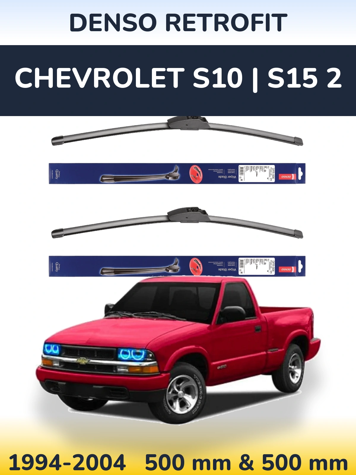 Sada předních stěračů Denso Retrofit 500 a 500 mm pro Chevrolet S10 | S15 2 1994-2004